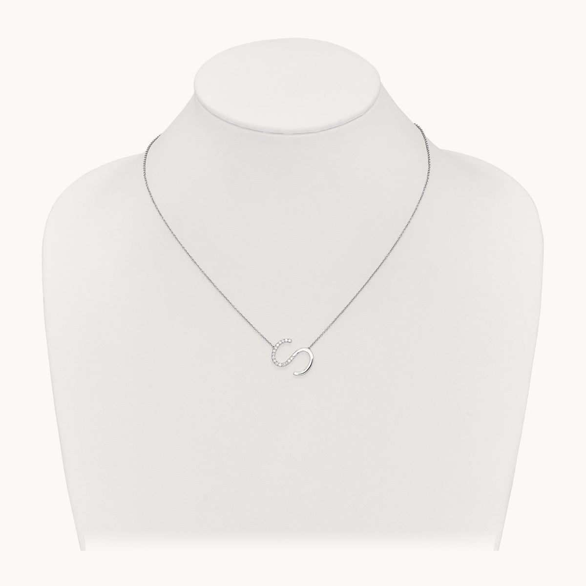Sideways Diamond Necklace — 14K White Gold, S