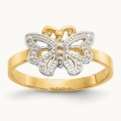 w/Rhodium Butterfly Ring, 14K