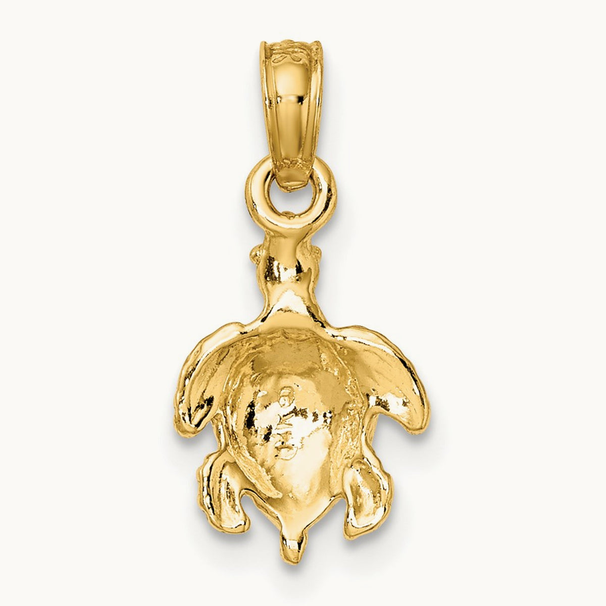 Textured Sea Turtle Charm, 14K