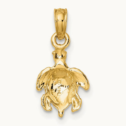 Textured Sea Turtle Charm, 14K