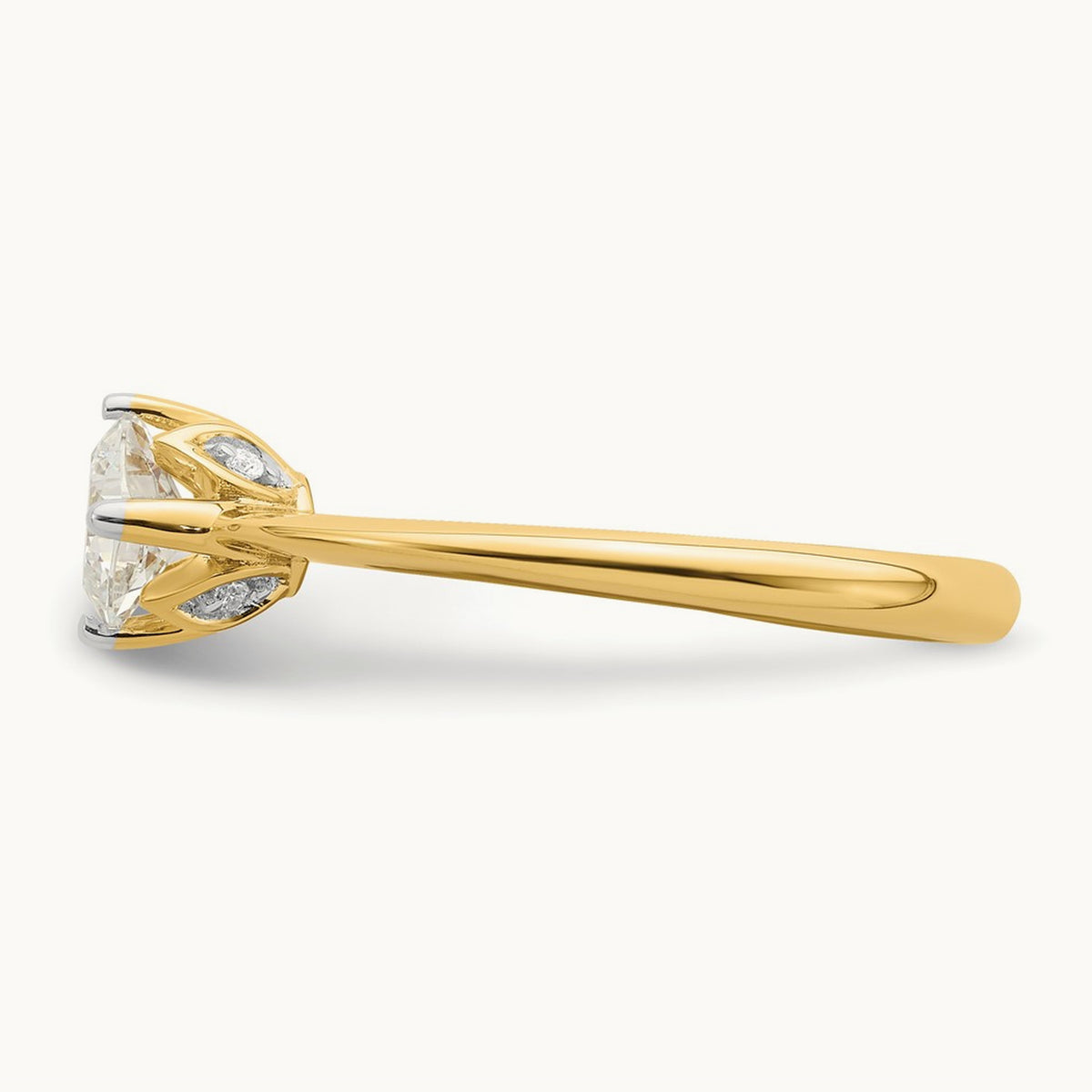Polish Cushion Leaf Design Semi-Mount Ring — 3/4 ct, 7