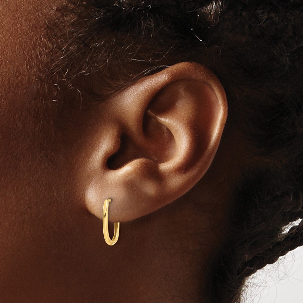 Polished Oval Hinged Hoop Earrings — 14K Yellow Gold, 9.25mm