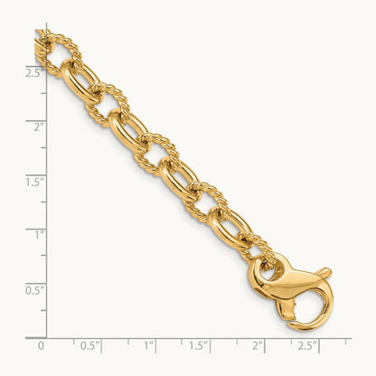 Hand-polished Fancy Link Bracelet, 7.8mm, 14K