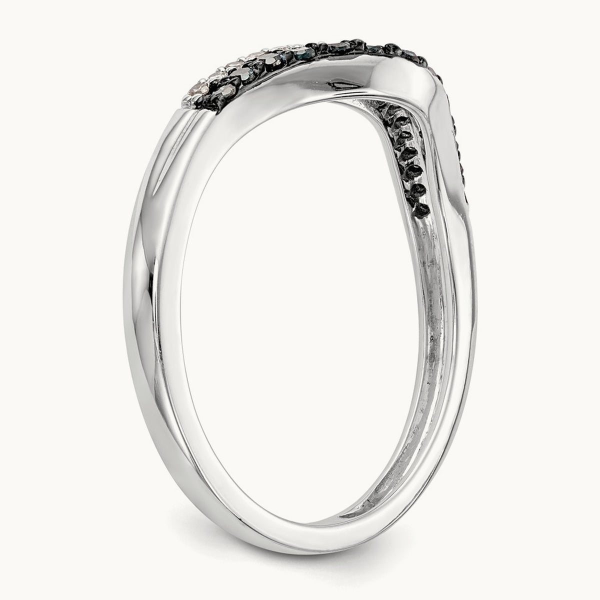 Blue and White Diamond Band, 14K White Gold
