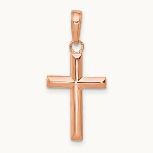 Small Cross Pendant, 14K Rose Gold