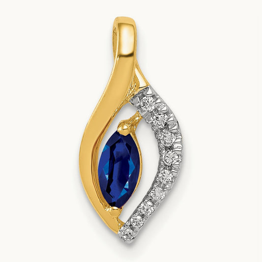 Diamond and Marquise .37 Sapphire Pendant, 14K