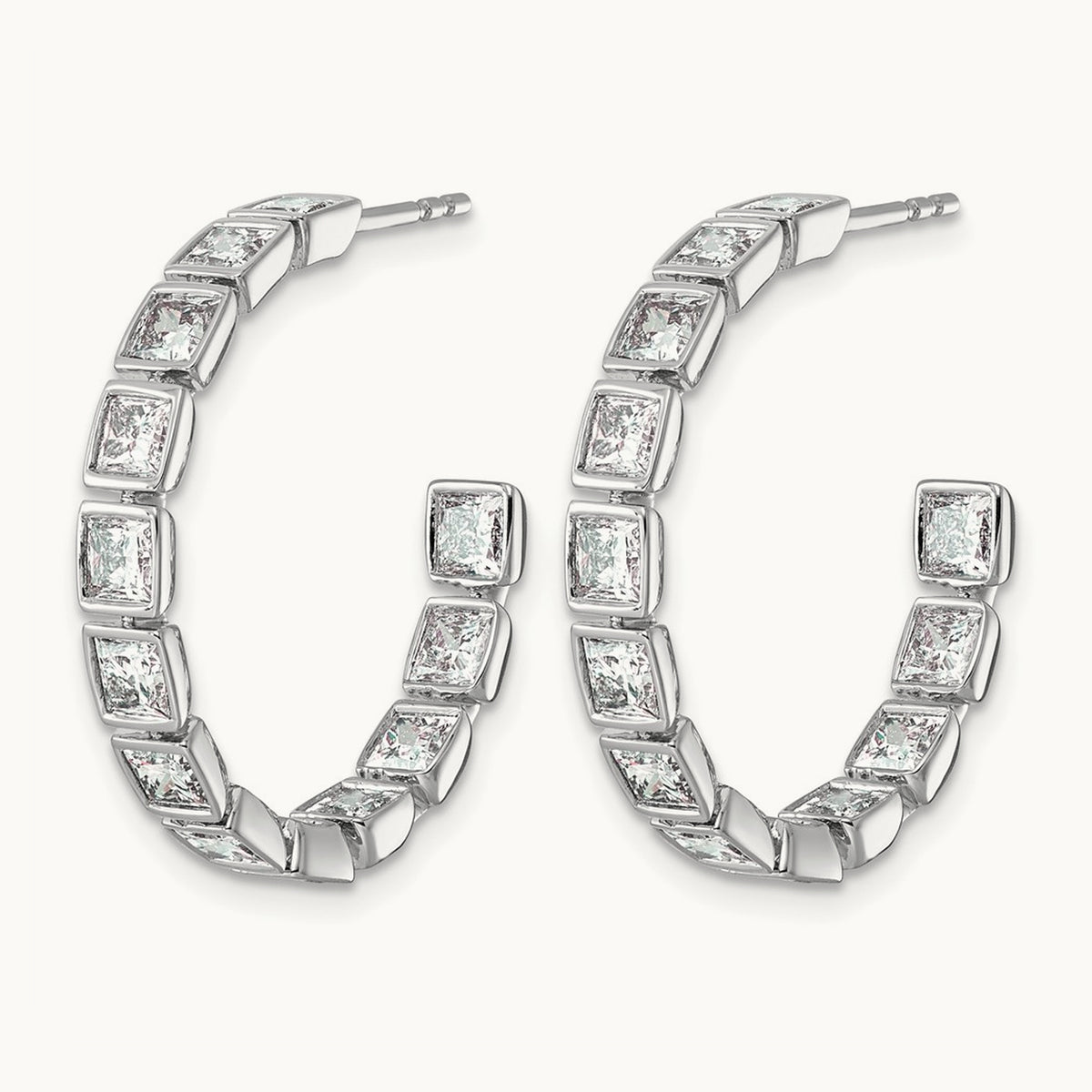 Post Princess Hoop Earrings, 4.25-5.25 ct tw Lab-Grown Diamond