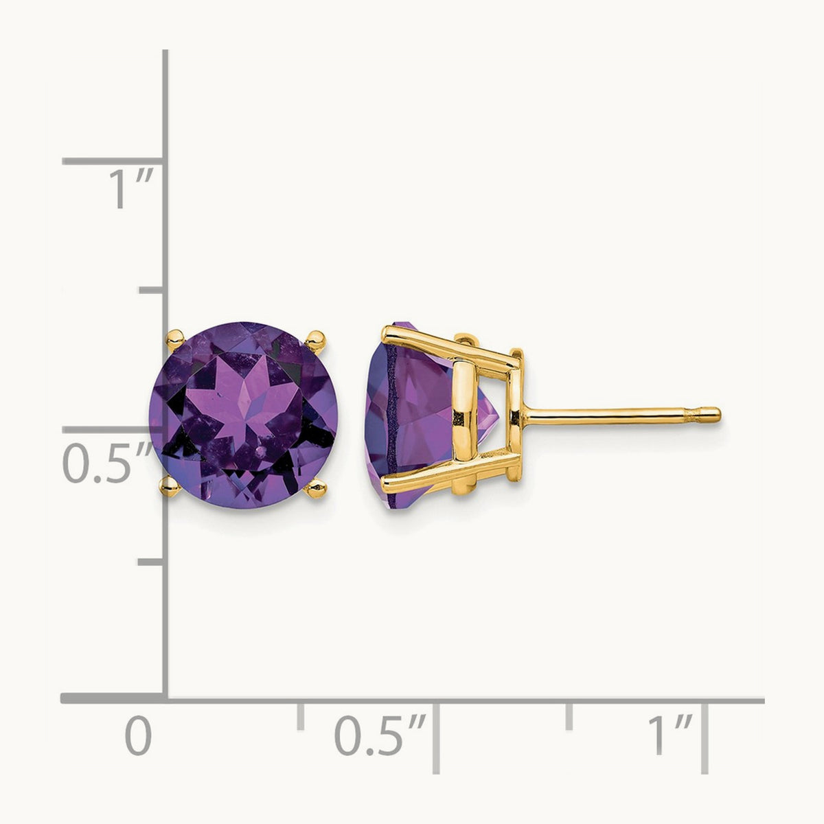 Amethyst Round Stud Earring, 14K