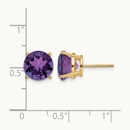 Amethyst Round Stud Earring, 14K