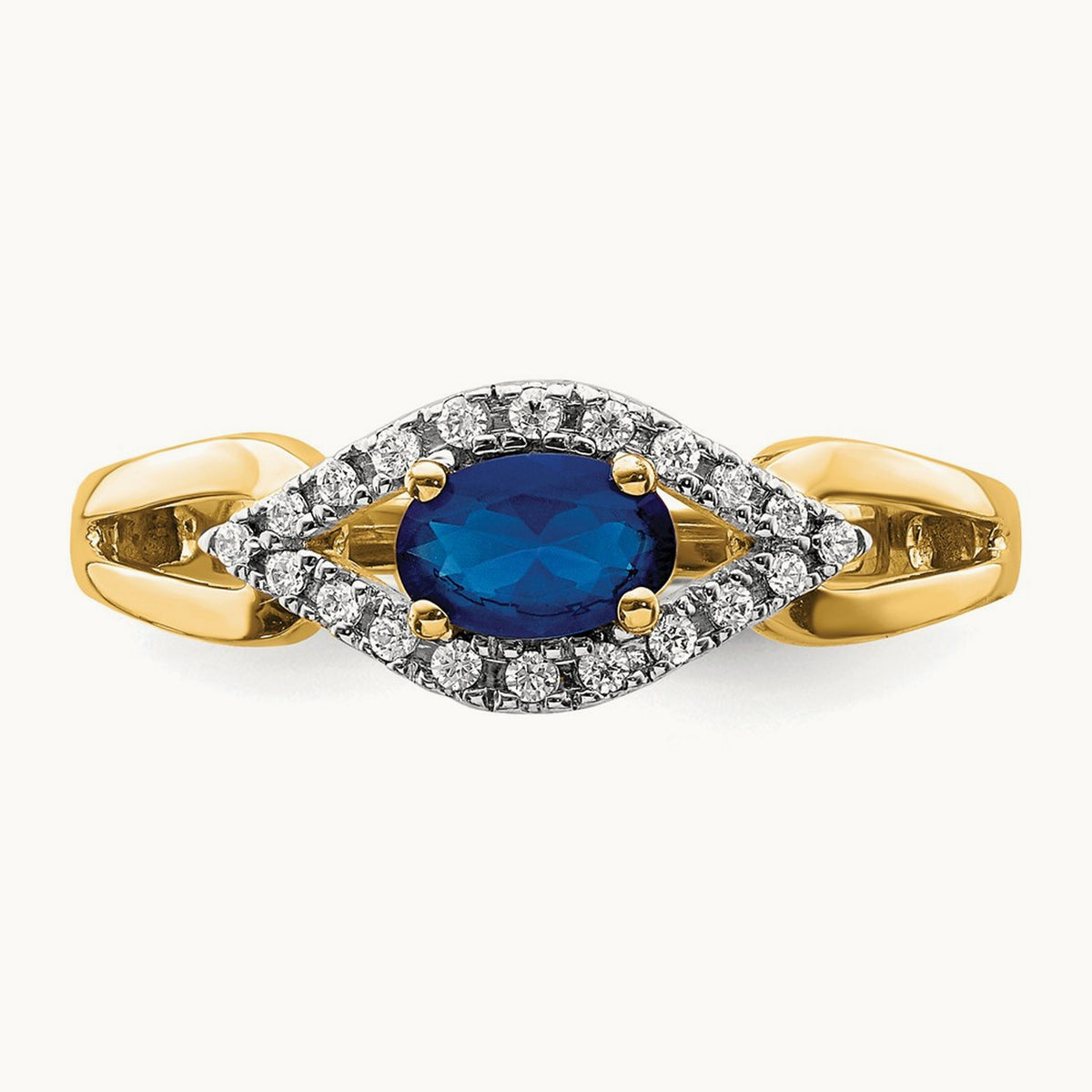 Lab-Grown Diamond and Sapphire Ring — 14K Yellow Gold
