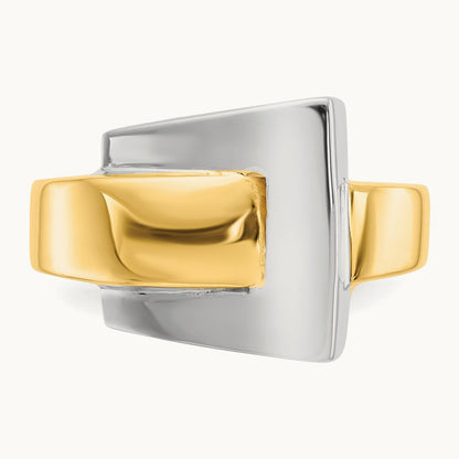 Polished Buckle Ring, 14K Two-tone