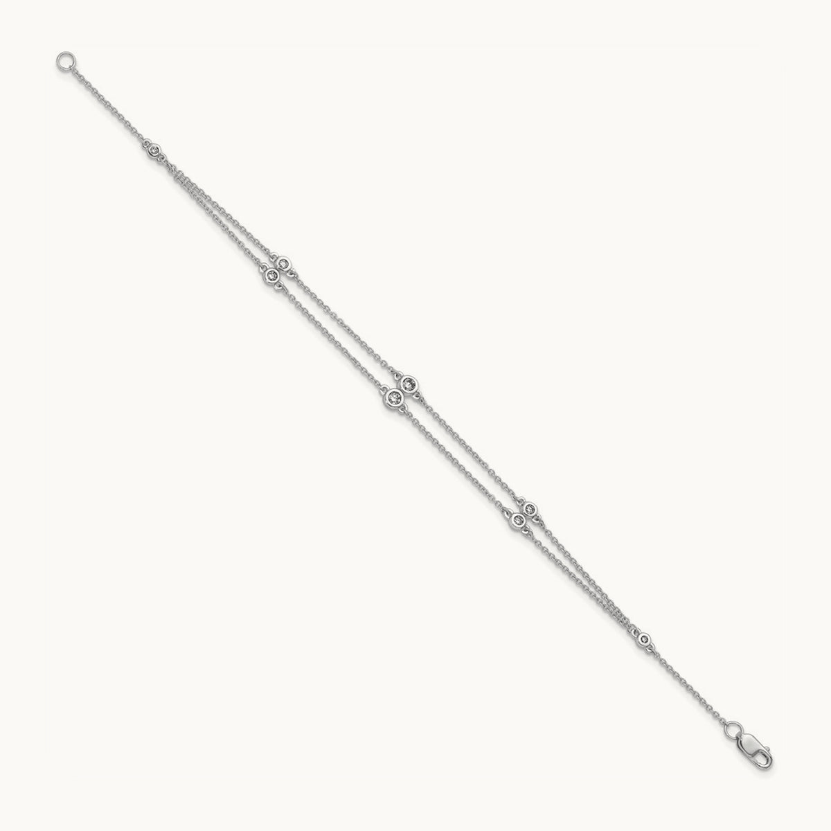 Diamond Multi Station Double Strand Bracelet — 14K White Gold