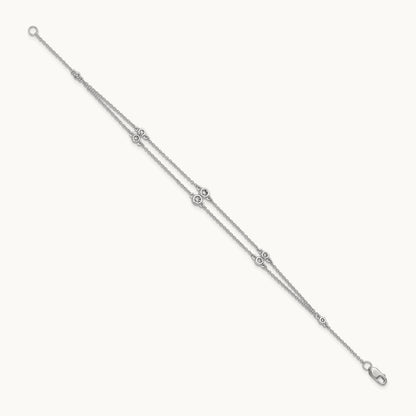 Diamond Multi Station Double Strand Bracelet — 14K White Gold
