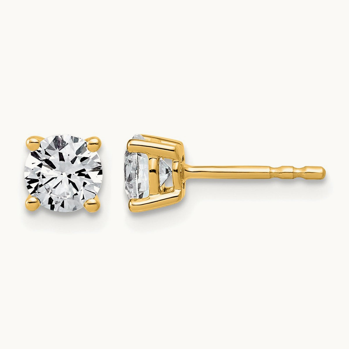 Round Lightweight Earrings, 0.25-6.00 ct tw Lab-Grown Diamond — 1 ct, 14K Yellow Gold