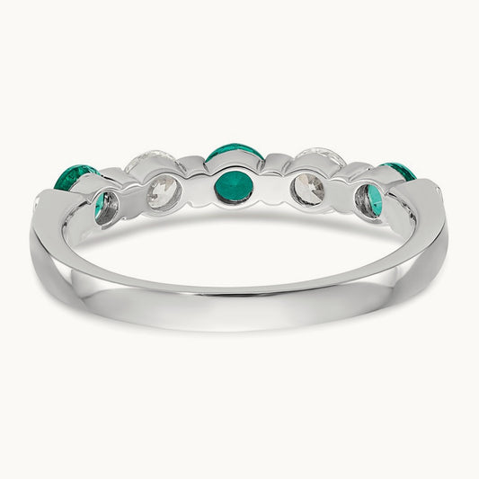 Diamond w/Emerald Band, 14K White Gold