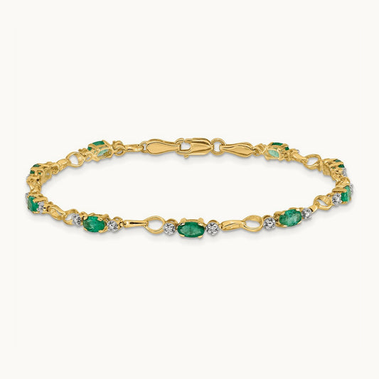 Open-Link Diamond/Emerald Bracelet, 14K