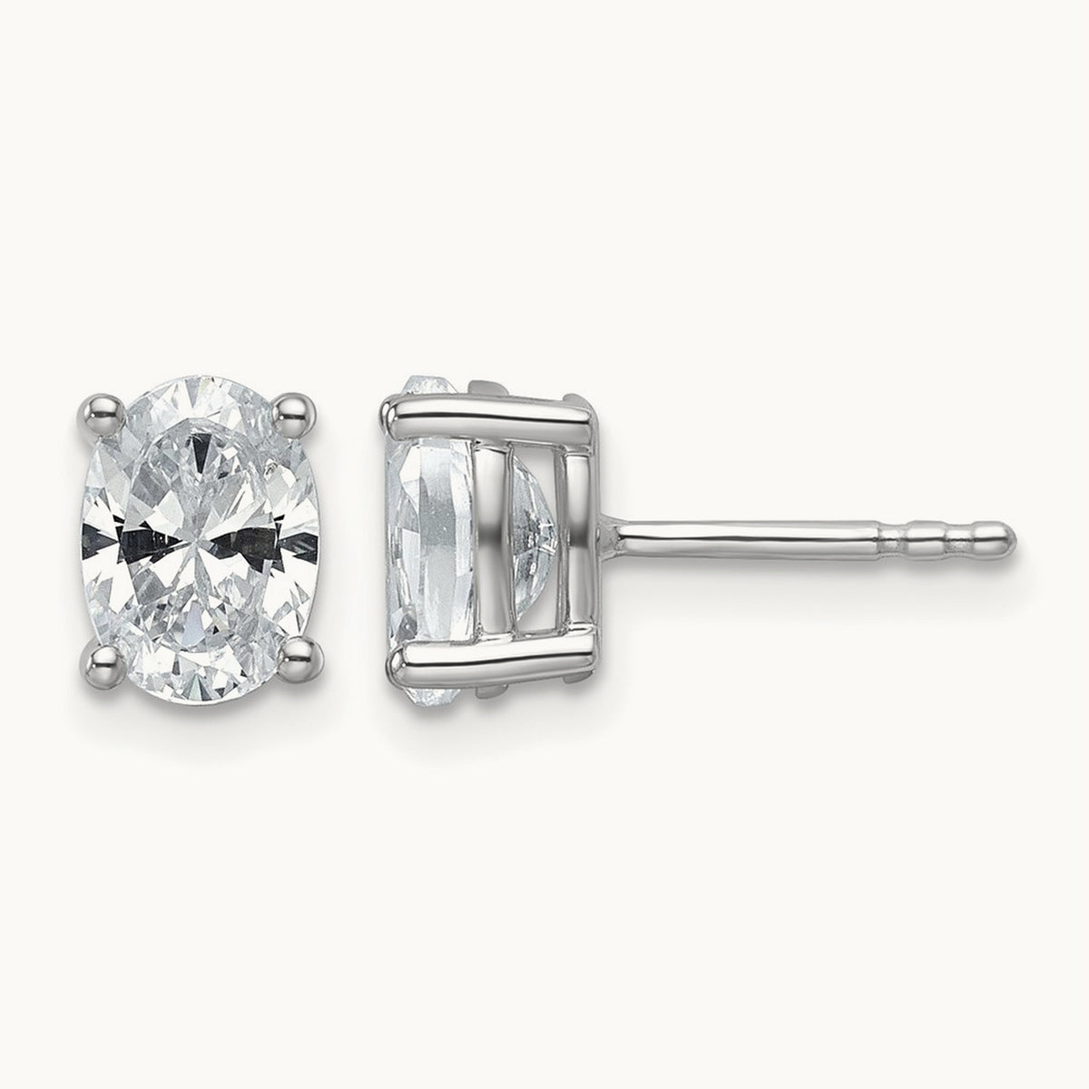Oval Four-Prong Stud Earrings, 0.50-6.00 ct tw Lab-Grown Diamond — 1 1/2 ct, 14K White Gold