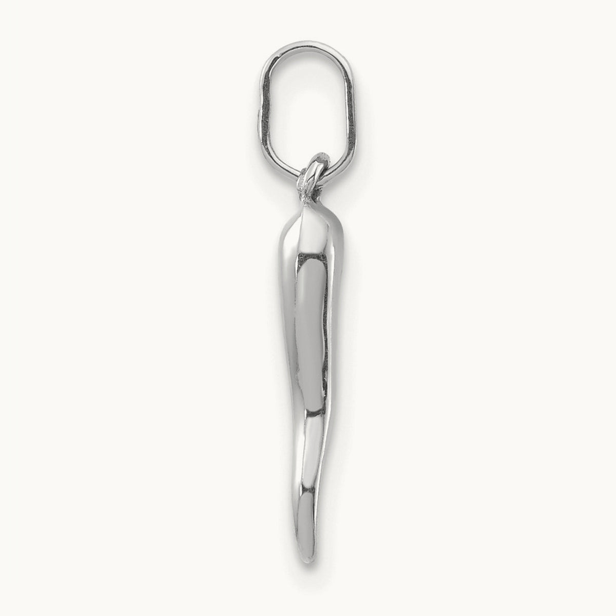 3D Italian Horn Charm — 14K White Gold, 20mm