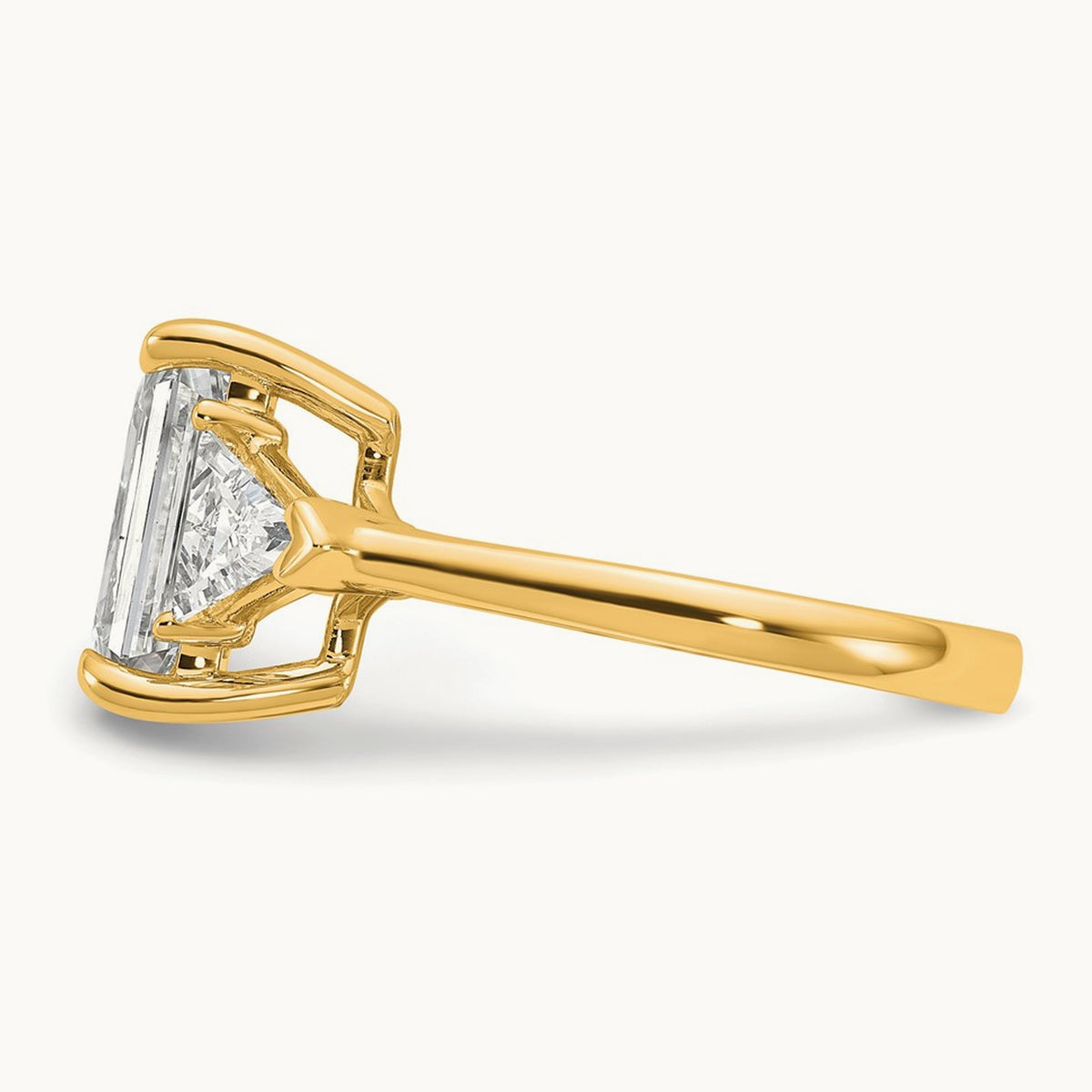 Radiant & Triangle Engagement Ring, 1.25-3.50 ct tw Lab-Grown Diamond — 3 5/8 ct, 14K Yellow Gold