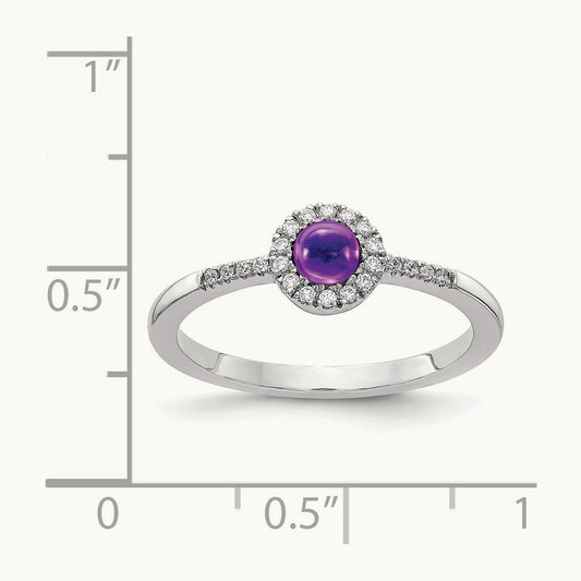 Diamond and Cabochon Amethyst Ring, 14K White Gold