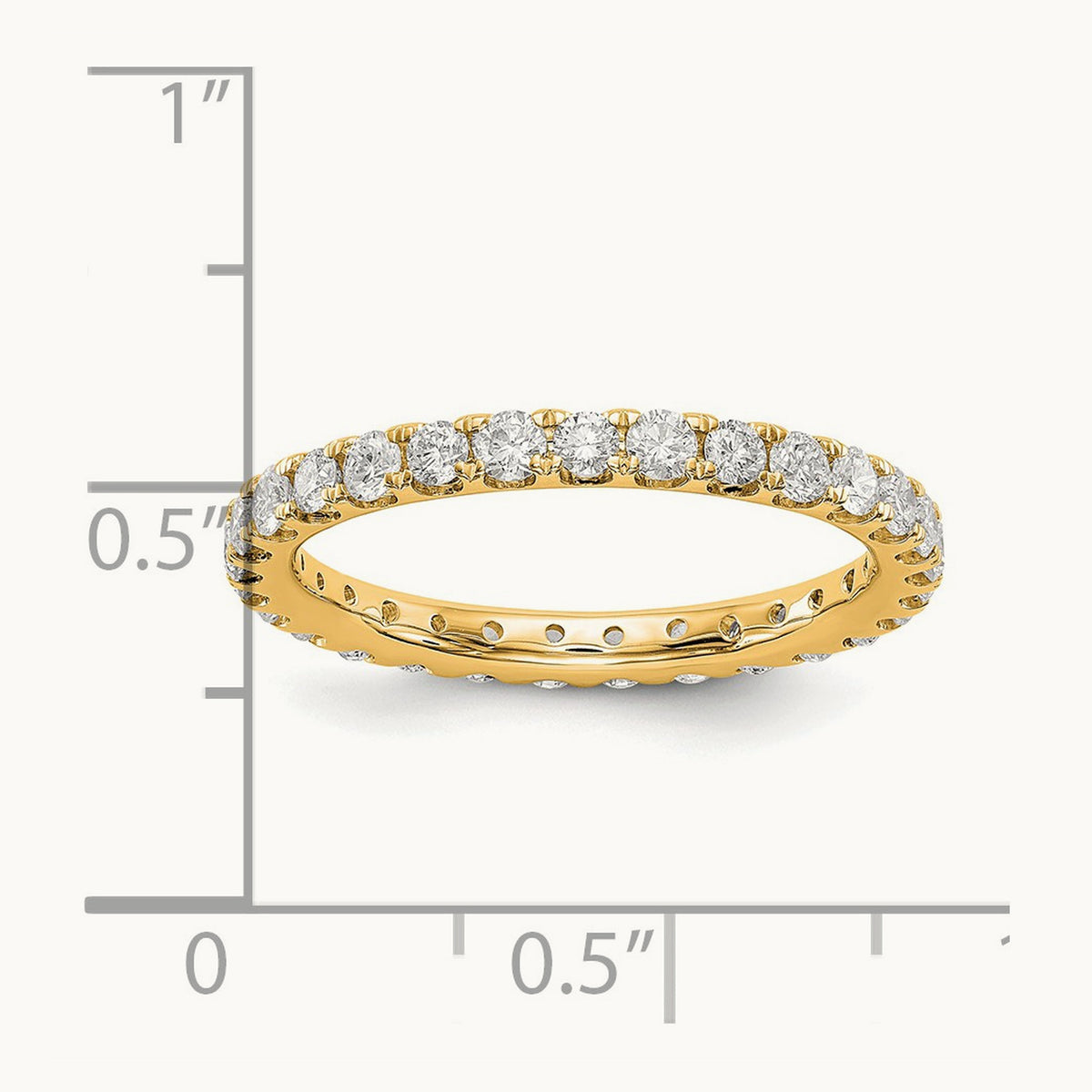 Polished U Shared Prong Diamond Eternity Band, 1.00 ct tw — 14K Yellow Gold
