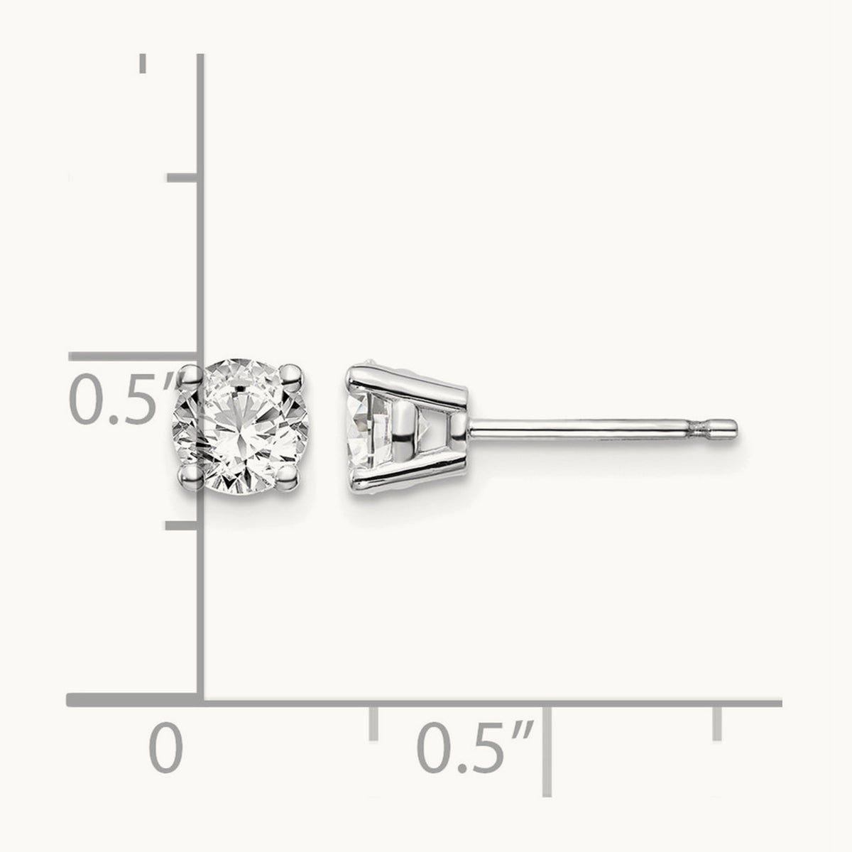 Round Diamond Stud Earrings — 14K White Gold, 0.96 ct tw, I1 J-K · push back