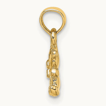 3-D Mini Teddy Bear Charm, 14K