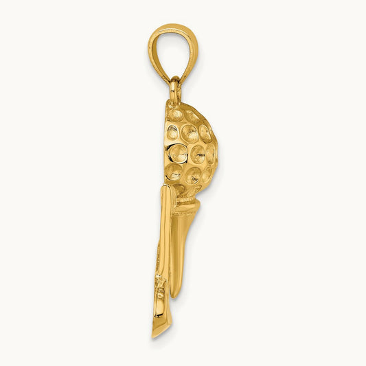 Solid Polished Open-Backed Golf Charm, 14K