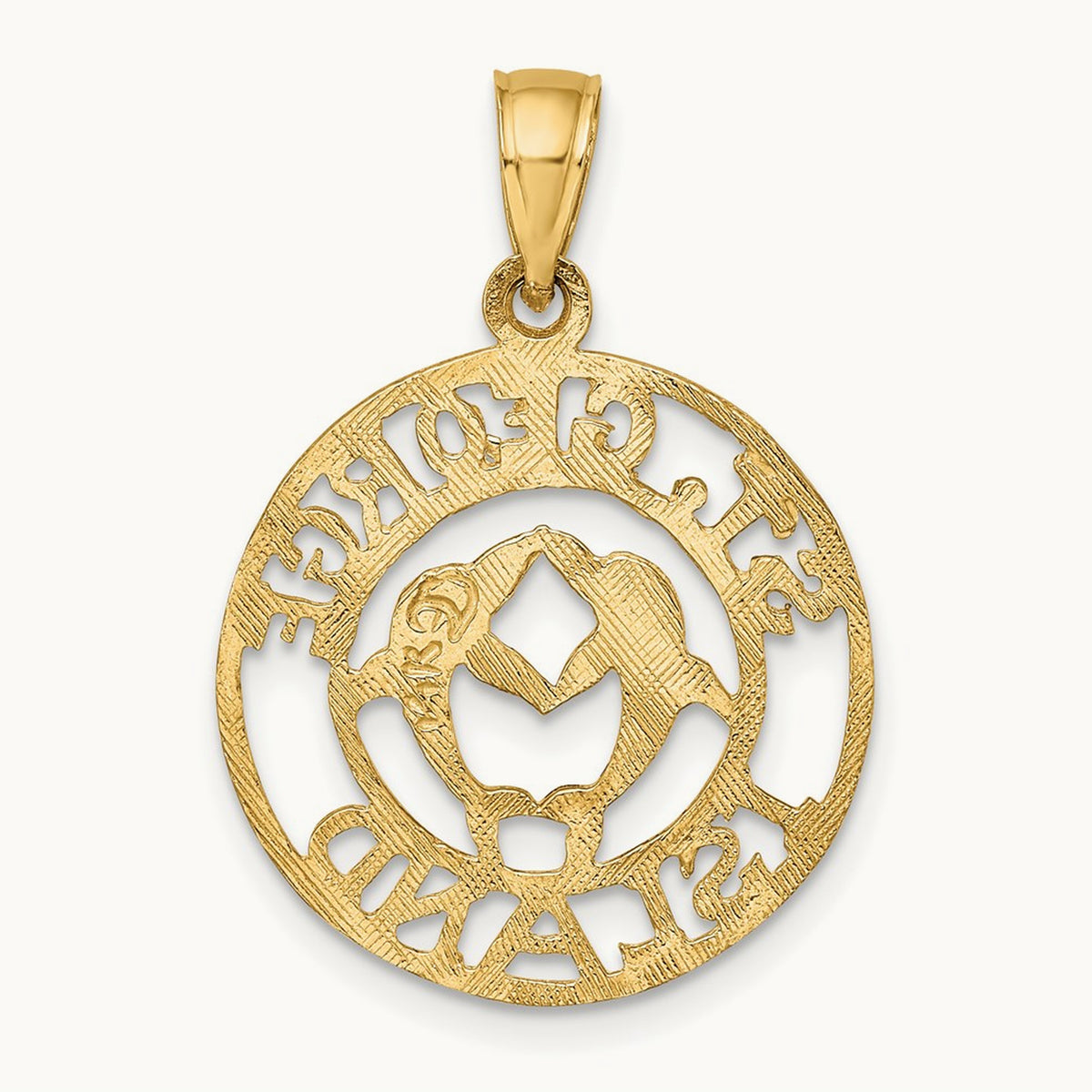 ST. GEORGE ISLAND w/DOLPHINS Circle Charm, 14K