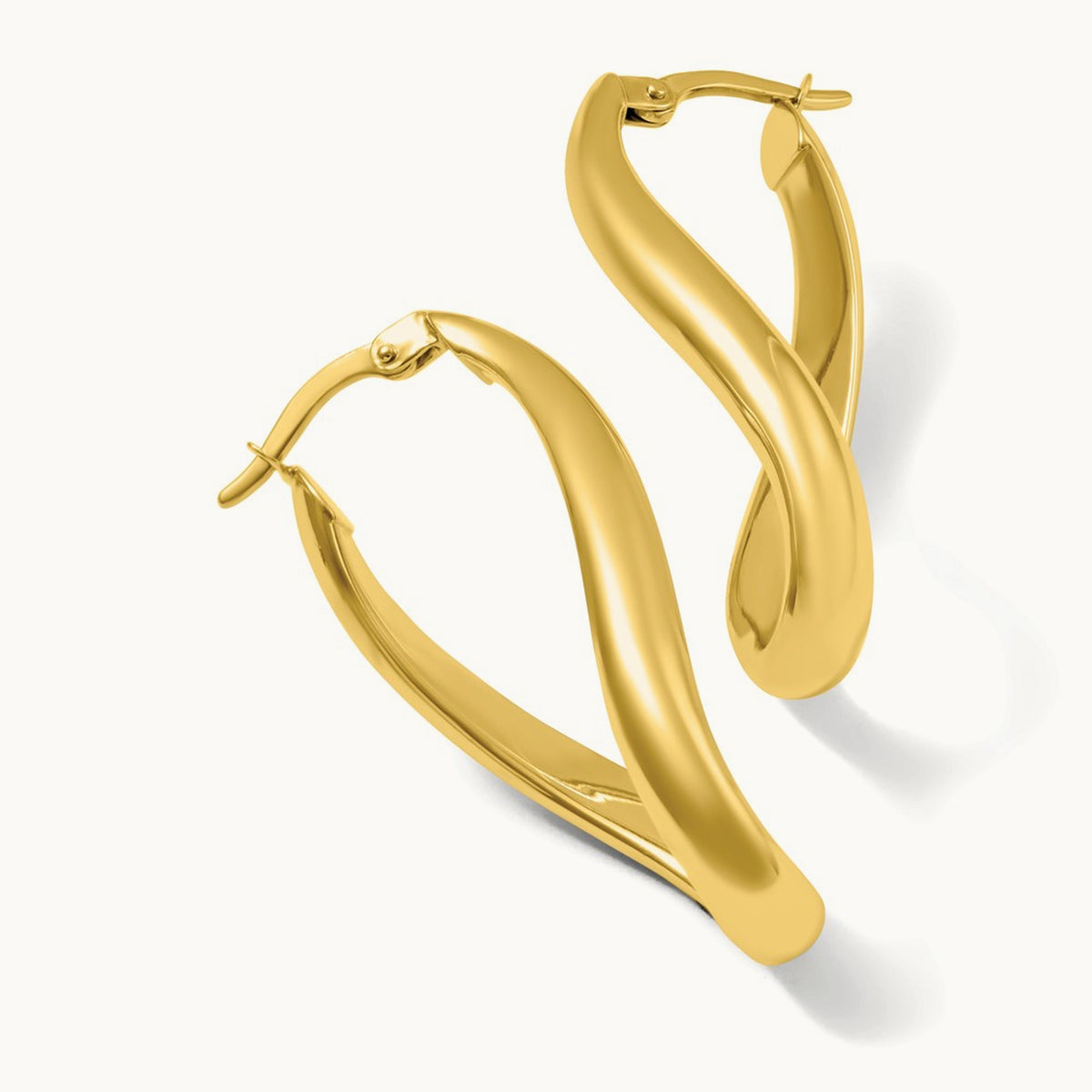 Twisted Oval Hoop Earrings, 3mm, 14K