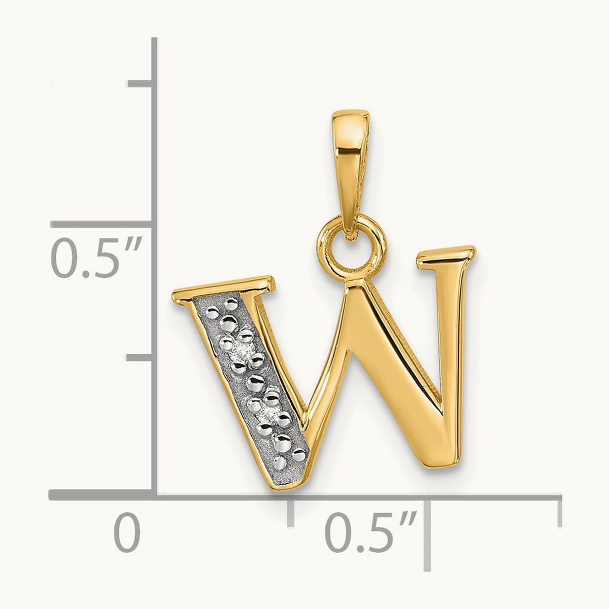 Diamond Letter W Initial Pendant, 14K with Rhodium
