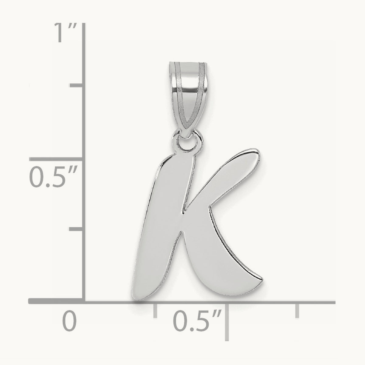 Polished Script Initial Pendant — 14K White Gold, K