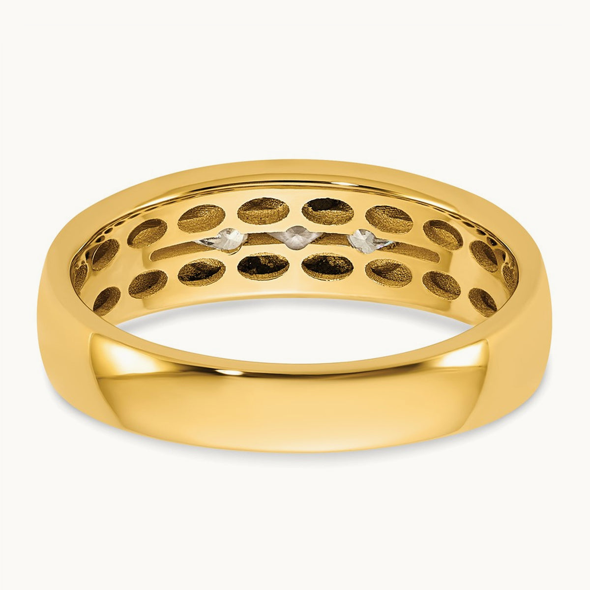 Setting: IB Goodman Men's Polished 3-Stone Diamond Ring Mounting, 14K Gold — 14K Yellow Gold