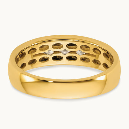 Setting: IB Goodman Men's Polished 3-Stone Diamond Ring Mounting, 14K Gold — 14K Yellow Gold