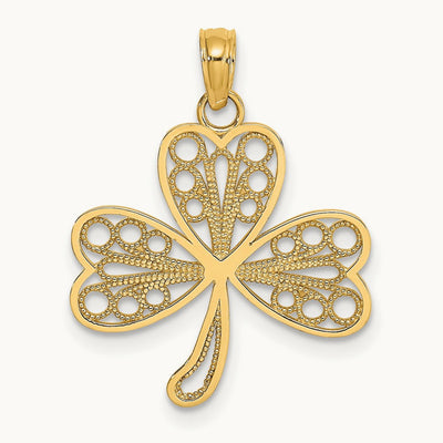 Filigree 3-Leaf Clover Charm, 14K