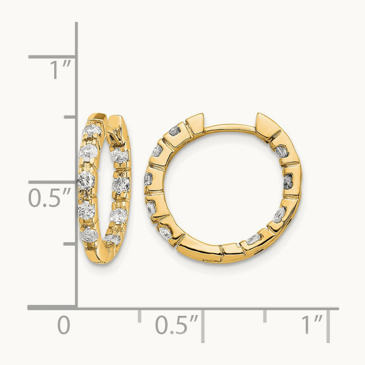 AA Diamond Hinged Hoop Earrings, 14K