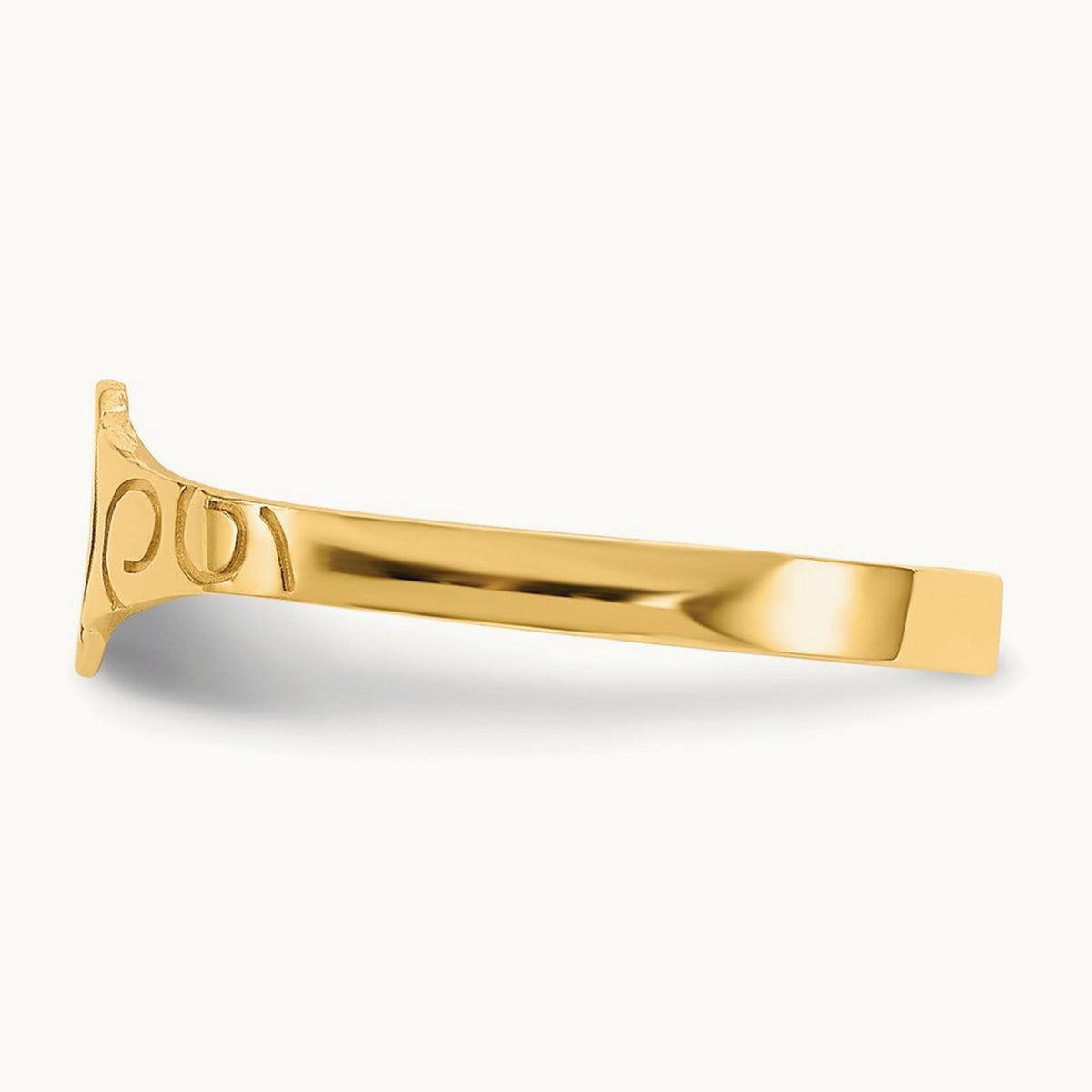 Polished Oval Baby Signet Ring, 14K