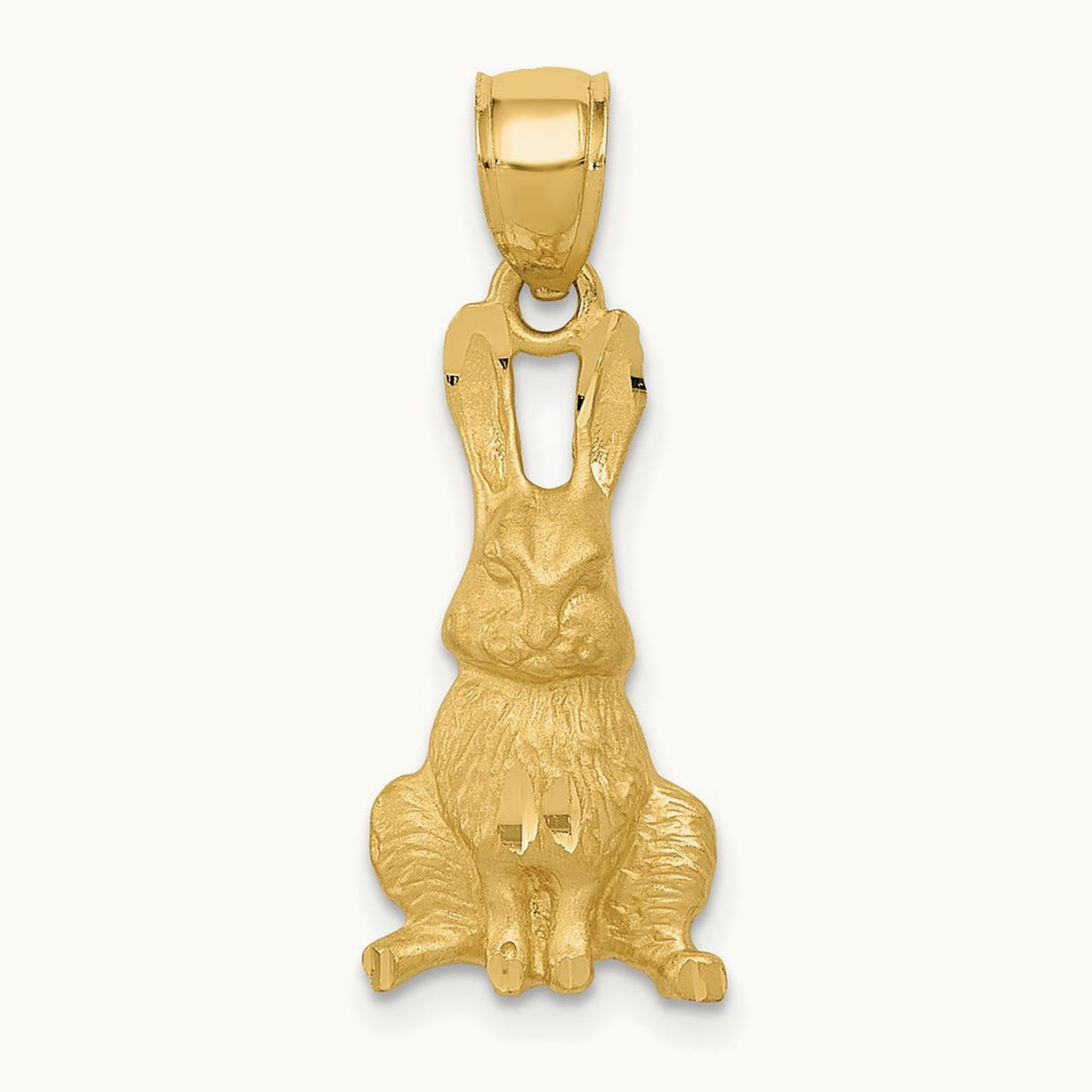 Diamond-cut Rabbit Pendant, 14K