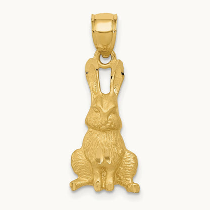 Diamond-cut Rabbit Pendant, 14K