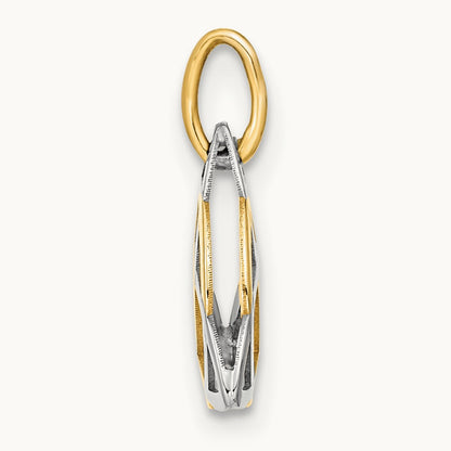 Polished Celtic Pendant, 14K Gold with White Rhodium