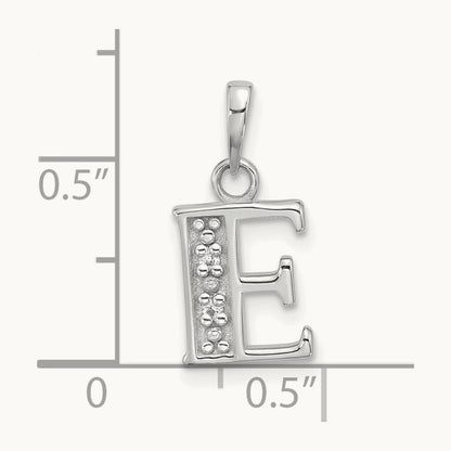 Diamond Letter E Initial Pendant, 14K White Gold