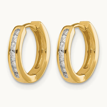 Diamond Hinged Hoop Earrings — 14K Yellow Gold, 0.112 ct