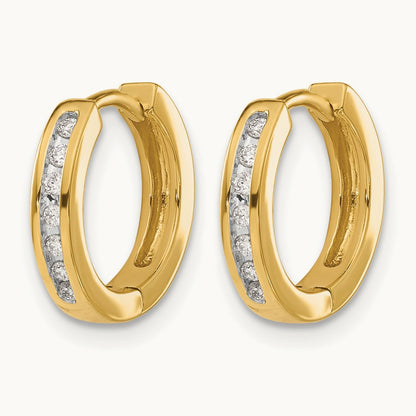 Diamond Hinged Hoop Earrings — 14K Yellow Gold, 0.112 ct