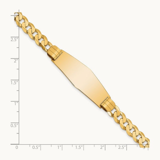 Curb Link Soft Diamond Shape ID Bracelet, 14K