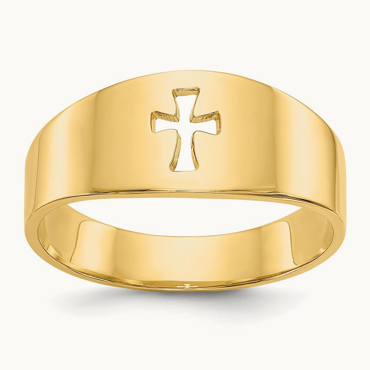 Polished Cut-out Cross Ring, 14K