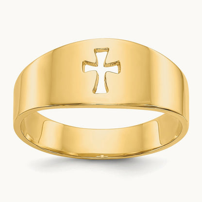 Polished Cut-out Cross Ring, 14K