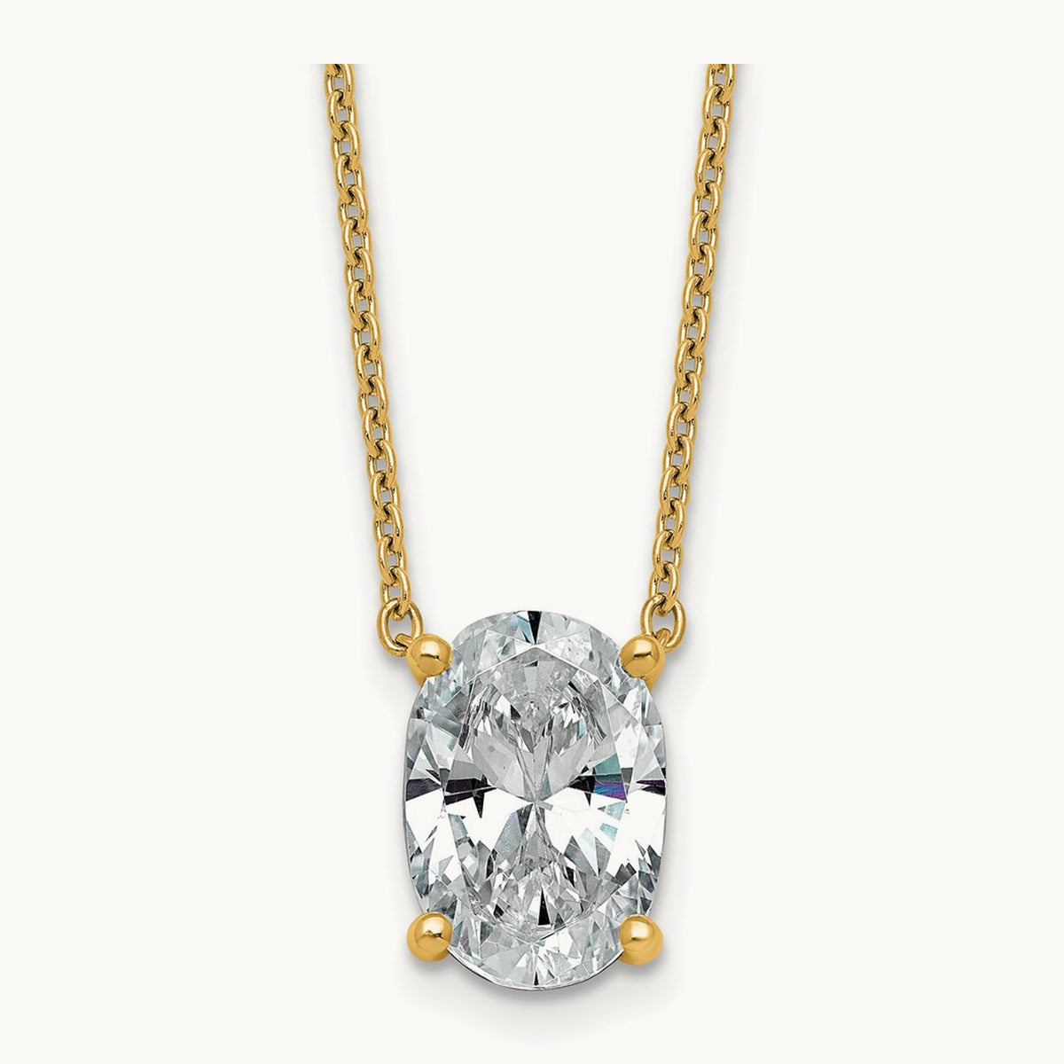 Oval Pendant Necklace, 0.25-4.00 ct tw Lab-Grown Diamond — 4 ct, 14K Yellow Gold