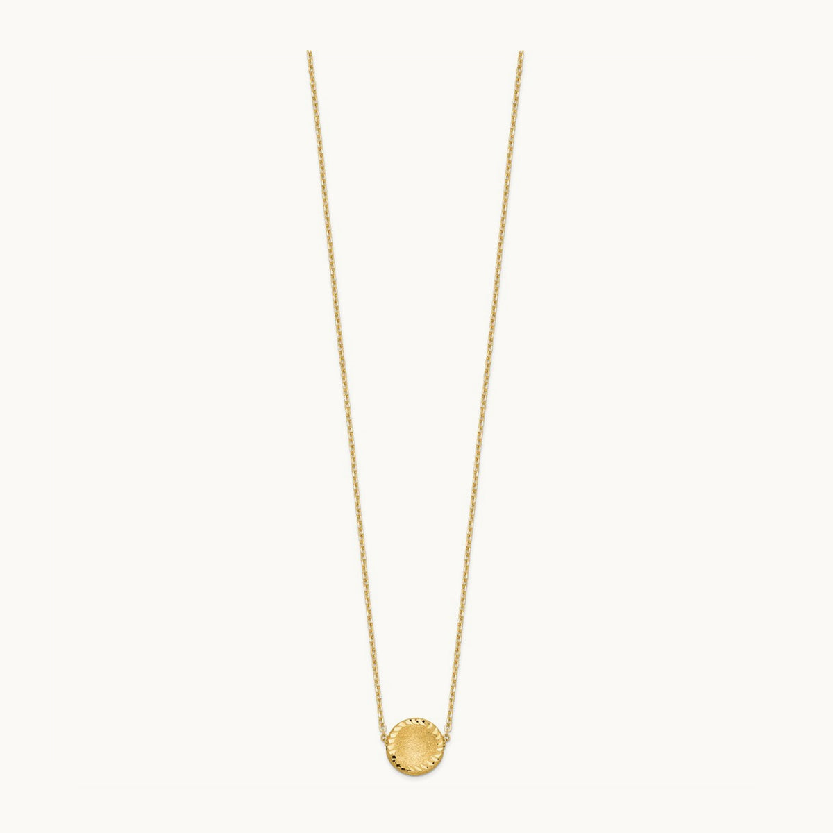 Brushed Polished & D/C Circle Necklace, 14K