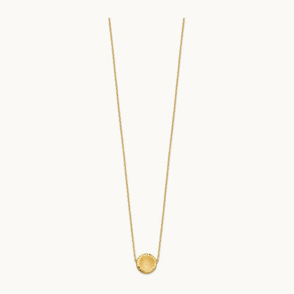 Brushed Polished & D/C Circle Necklace, 14K