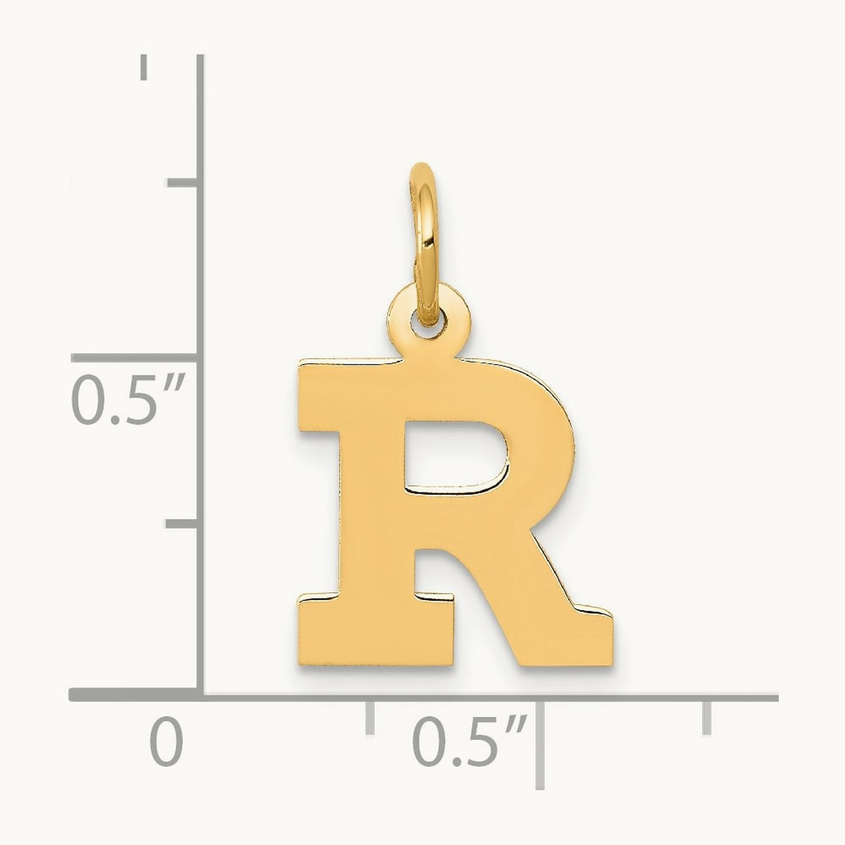 Small Block Initial Charm — 14K Yellow Gold, R